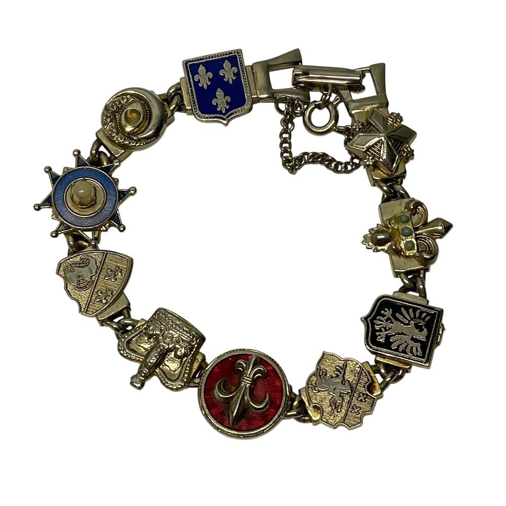 Marino Charm Bracelet Silver Tone France Germany Countries Enamel
